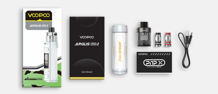voopoo argus pro 2 vape device package includes